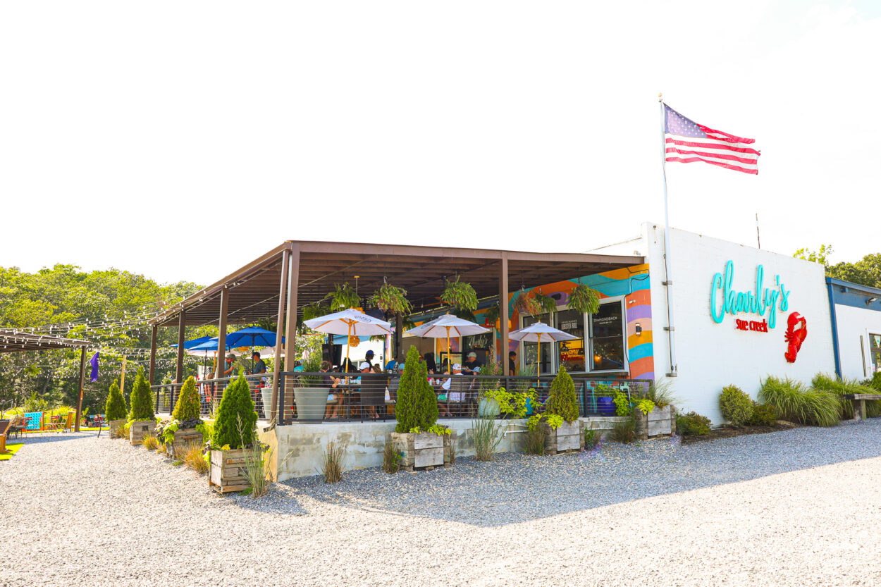 Exterior of Charly's Waterfront restaurant.