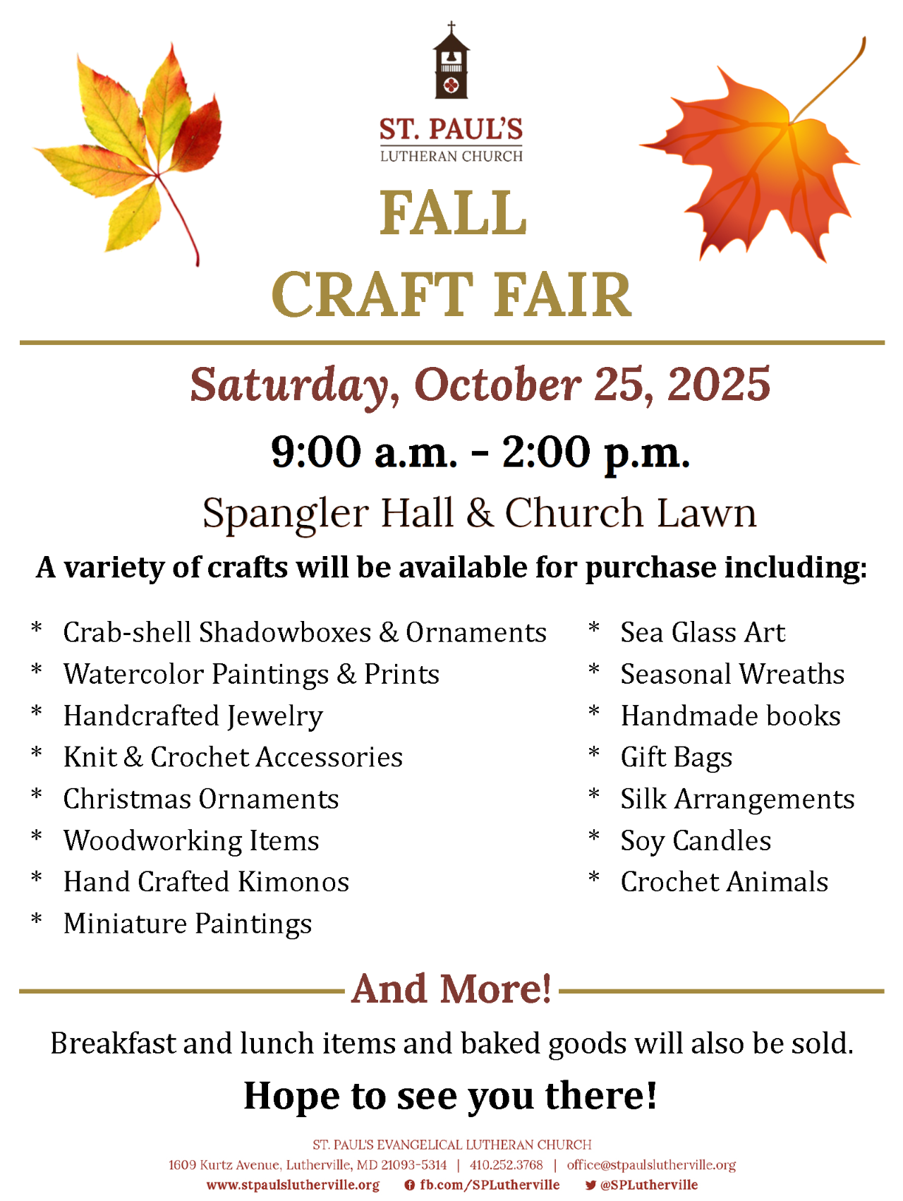 St. Paul’s Lutheran Church’s 16th Annual Fall Craft Fair