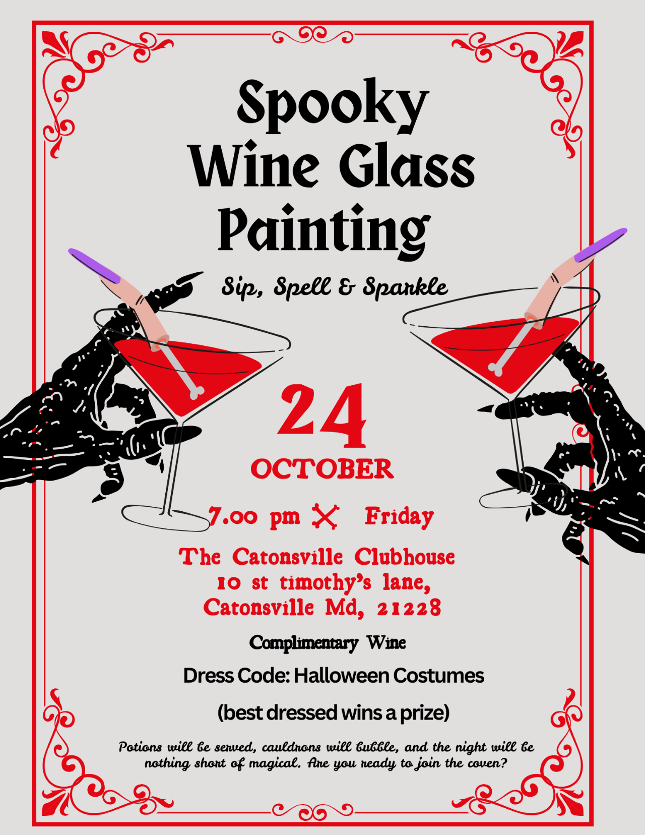 Spooky Wine Glass Painting