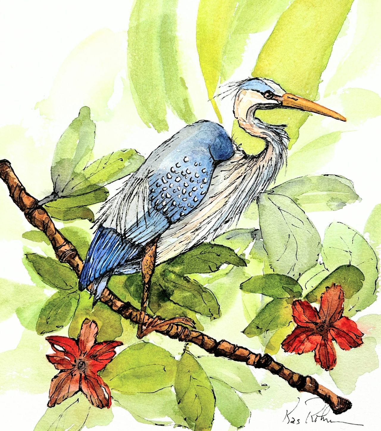 Watercolor with Kas Rohm — Heron Study